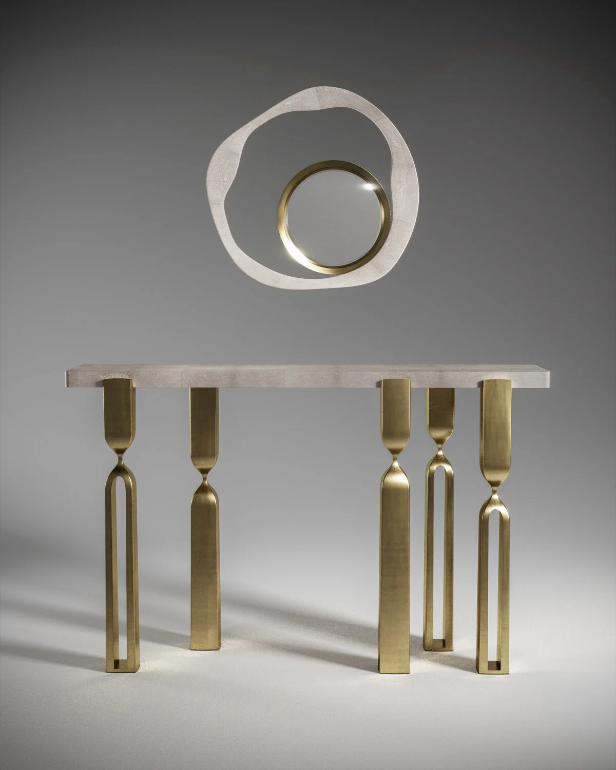 Rhapsody Shagreen Console with Bronze-Patina Brass Accents — KIFU